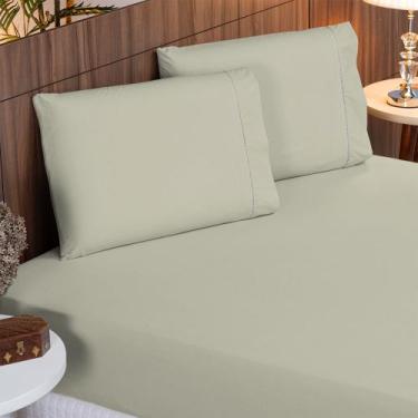 Imagem de Roupa de Cama Casal 400 Fios 3 Peças Toque Acetinado 100% Macio - Char