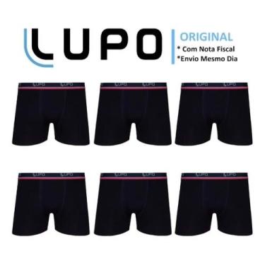 Imagem de Kit 06 Cueca Boxer Lupo Sunga Box Algodão Masculina Atacado Preta - Lu