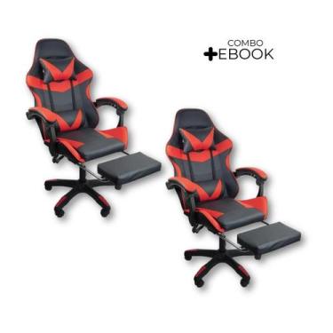Imagem de Kit 2 Cadeiras Gamer Stillus Ergonômica com Apoio Para os Pés com Eboo