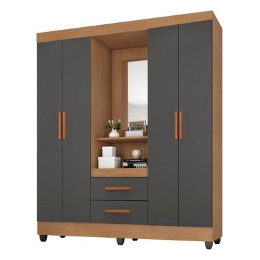 Imagem de Roupeiro Capelinha Lite Com Espelho Guarda-Roupa Casal