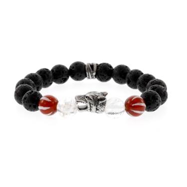 Imagem de RGEMCY Pulseira elástica de pedra vulcânica natural de 8 mm, pulseira moderna de ágata preta fosca, pulseira moderna adequada para adolescentes, dia dos pais, aniversário, presente de aniversário, One