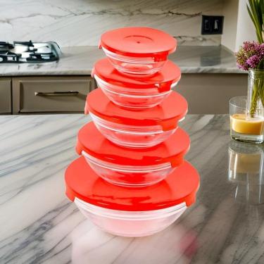 Imagem de Conjunto 5 Potes De Vidro Com Tampa -