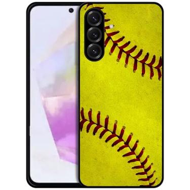 Imagem de SM CASES Capa para Samsung Galaxy A36 5G - Capa protetora de borracha TPU à prova de choque com design impresso em softball 2D para Samsung Galaxy A36 5G preta