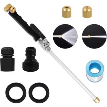 Imagem de Lavadora elétrica com bico de jato para jardim, 2 em 1 com bico de jato, ferramentas de lavagem de alta pressão atualizadas com 2 bocais diferentes e conectores rápidos de mangueira (preto)