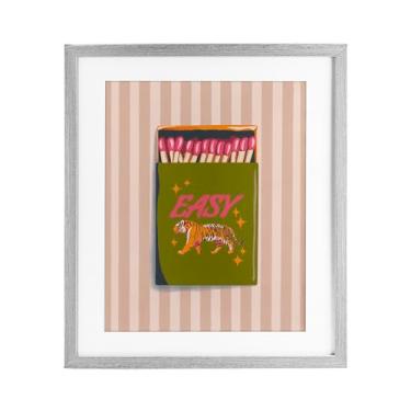 Imagem de Stupell Industries Impressão emoldurada cinza Easy Tiger Retro Matches sob vidro, design de Elyse Anastacia, 53 x 43 cm