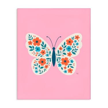 Imagem de Stupell Industries Arte de parede em tela de borboleta floral rosa boho, design por Jessica Beck, 76 x 61 cm
