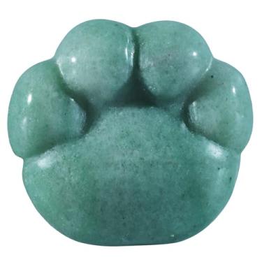 Imagem de Rockcloud Estátua de pata de gato de cristal de aventurina verde natural para decoração, esculpida à mão, animais curativos, pedra para alívio do estresse