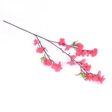 Imagem de Flores artificiais - flor de seda com hastes rosa flor de cerejeira arranjos florais falsos para casa de banho escritório mesa central prateleira decoração de casamentos