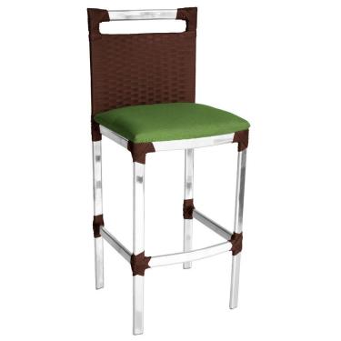 Imagem de Banqueta Vigor Alta Em Alumínio E Fibra Sintética Tabaco/verde