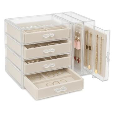 Imagem de Porta-Joias 6 Gavetas em Acrílico Transparente – Organizador de Joias, Brincos, Colares e Bijuterias – Expositor com Design Moderno e Elegante