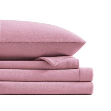 Imagem de Petrichor Jogo de cama solteiro de lã de flanela rosa – Roupa de cama de pelúcia antiestática ultramacia, 3 peças (1 lençol com elástico, 1 lençol de cima, 1 fronha)