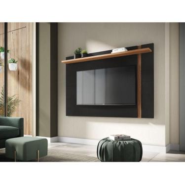 Imagem de Painel Para Tv Suspenso Extensivo Ambiente Leme Preto Acetinado Noce Milano - Colibri