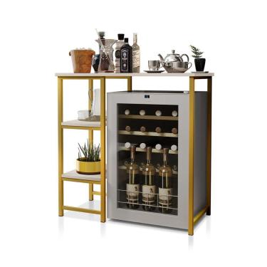 Imagem de Bancada Gourmet Industrial Klm Store Dourado/off White