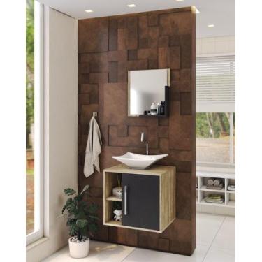 Imagem de Gabinete P/Banheiro C/cuba L38 e Espelheira Soft 50cm - Compace, Branc