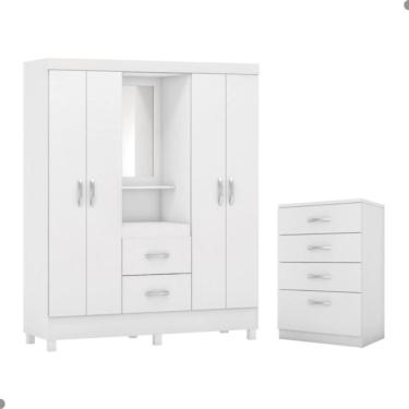 Imagem de Conjunto Quarto Guarda Roupa E Comoda Ravenna Branco