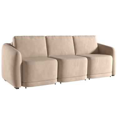 Imagem de Sofá Cama Casal Para Sala 306cm Polska K04 Veludo Bege - Mpozenato