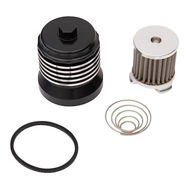 Imagem de Filtro de óleo de aço inoxidável Pcracing PCS4BC Flo Spin On – Preto com barbatanas polidas