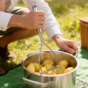 Imagem de Espremedor de batatas aço inoxidável cabo ergonômico ferramenta de cozinha resistente antiderrapante utensílio de cozinha casa restaurante cozinha