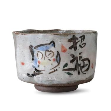 Imagem de Mini tigela Matcha feita à mão – Design de coruja – Cerâmica japonesa Mino Ware – Feito no Japão – Chawan de cerâmica para cerimônia de chá e presentes