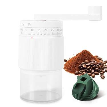 Imagem de Moedor de café manual - 95 rebarbas de cerâmica, ajustável grosso a fino, 30 g de grãos e 80 ml em pó, alça destacável para expresso, prensa francesa, acampamento (branco) (branco)