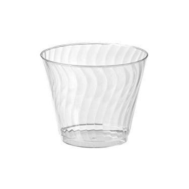 Imagem de Party Essentials N9810021 Copos de cristal ondulado/redemoinho de plástico rígido, capacidade de 255 g, transparente (pacote com 600)
