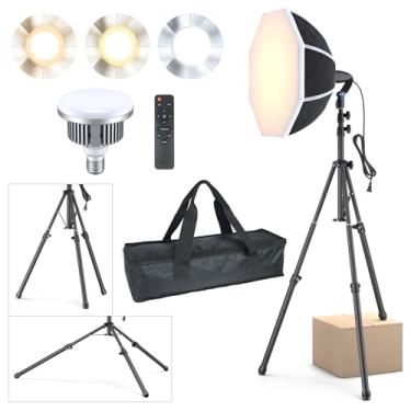 Imagem de LINCO Lincostore Softbox Kit de iluminação fotográfica profissional 50.8 cm octogonal Softbox Kit de iluminação com lâmpadas LED 85W 3000-6500K, luzes de estúdio para fotografia/gravação de vídeo