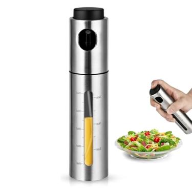 Imagem de NOOMIEQCF Frasco pulverizador de azeite de oliva de aço inoxidável de 100 ml multiuso para cozinhar, saladas, churrascos, uso com uma mão. Adequado para óleos, vinagre, molho de soja, vinho. Possui