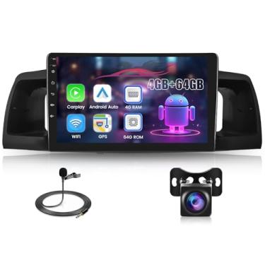 Imagem de 8 núcleos 4G + 64G estéreo automotivo para Toyota Corolla EX 2005-2012 5G WiFi DSP/32EQ Wireless Carplay Android Auto, tela sensível ao toque de 9 polegadas 1280 * 720 IPS rádio veicular com BT 5.0