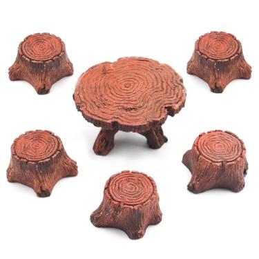 Imagem de Travone Conjunto de 6 peças de acessórios de jardim de fadas ao ar livre miniatura, mini enfeites de resina, kit de móveis de micro paisagem, para decoração de casa de bonecas, casa de bonecas