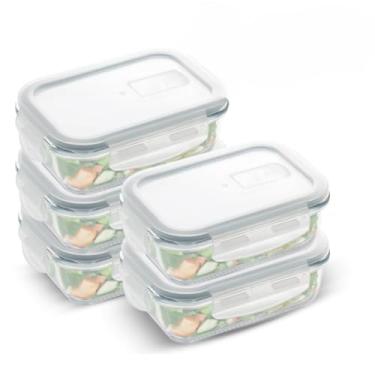 Imagem de Kit 10 Potes Herméticos de Vidro com Tampa Hermética 1040ml - 4 Travas, Marmita de Vidro para Armazenamento de Alimentos, Pote Hermetico com Tampa(KIT 5 PEÇAS 640ML)