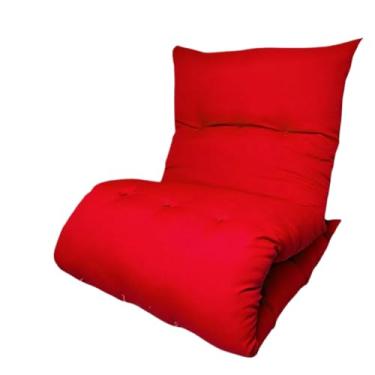Imagem de Colchonete Futon Dobrável Almofada Poltrona Portátil Solteiro Pallet Espreguiçadeira 170X60 CM(Vermelho)