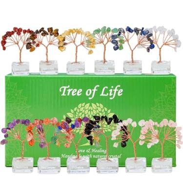 Imagem de Runyangshi Conjunto de 12 peças de árvore de cristal com base de vidro K9 – árvores de dinheiro curativas para decoração de mesa, casa, escritório, energia positiva, presentes de boa sorte para