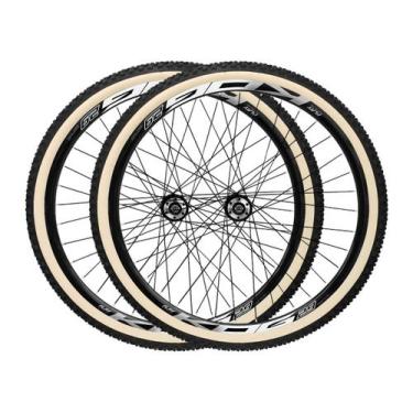 Imagem de Conjunto Rodas Aro 29 KOG Alumínio Rosca Freio Disco Pneus Bege, Preto