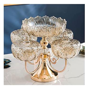 Imagem de Cesta de frutas Cestas de armazenamento para tigela de frutas domésticas prato de lanche de frutas secas multicamadas com tampa Prato de doces de porca dividida Prato de frutas decorativo Bandeja de