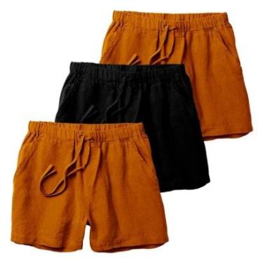 Imagem de Kit 3 Shorts Linho Premium Bermuda Masculina Moda Praia Luxo-Masculino