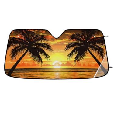 Imagem de Para-brisa dianteiro do carro, pára-sol, planta, praia, árvore, dobrável, leve, janela, para-sol, para-brisa, bloqueia, verão, raios UV, sol, mantém o carro fresco, viseira de para-brisa para a