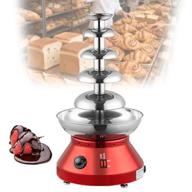 Imagem de MáQuina De Fondue EléTrica,Fonte De Chocolate De 5 NíVeis,Torre De AlimentaçãO DesmontáVel Em AçO InoxidáVel,Temperatura AjustáVel Com PéS Antiderrapantes Para Confeitarias,Lojas De Bolos