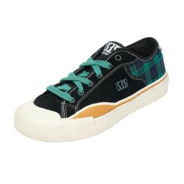 Imagem de SEW BY SOU Tênis de skate masculino de couro cano baixo profissional para treinamento de skate casual, Verde, 39