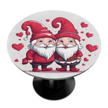 Imagem de hongjinglin Toalha de mesa redonda com borda elástica para dia dos namorados toalha de mesa redonda limpa para ambientes internos e externos, pátio, jantar, cozinha, festival, decoração para mesas de