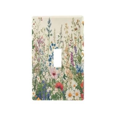 Imagem de Blueangle Capa para placa de parede para interruptor de luz - Vintage Beautiful Wildflowers Light Switch Cover Decorativa Placa de Parede, Tamanho 1 - Gangue 4,53 x 2,76 polegadas (843)