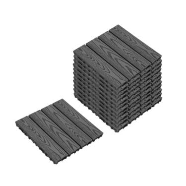 Imagem de Azulejos de deck interligados, azulejos de piso de pátio composto WPC com sistema de clique função de drenagem para varanda piscina varanda quintal área de jogo terraço uso em todos os climas C4 12