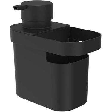 Imagem de Dispenser Organizador para Detergente 650ml Preto com Esponja Cozinha Pia Porta Detergente - OU