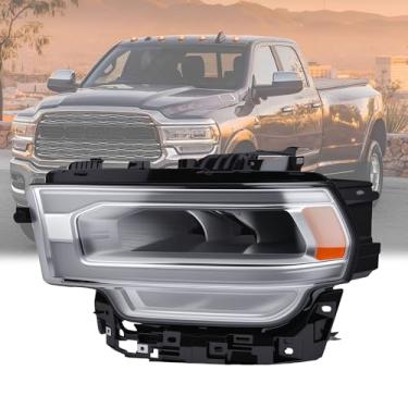 Imagem de Conjunto de farol de LED compatível com Dodge Ram 2500 3500 2019 2020 2021 2022 2023 2024 farol cromado com luz LED de circulação diurna DRL lado esquerdo do motorista 68360181AD (lado esquerdo do