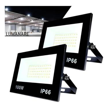 Imagem de Kit Com 2 Refletor Led Holofote 100W Luz Branco-Frio 6500K R