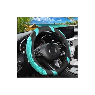 Imagem de Osilly Capa de volante de couro de carro de 38 cm, acessórios automotivos, elástico, respirável, antiderrapante, protetor de roda macio para homens e mulheres, adequado para SUVs, caminhões, veículos