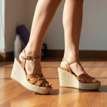 Imagem de Sandália Anabella Feminina Couro Bottero - Caramelo-Feminino