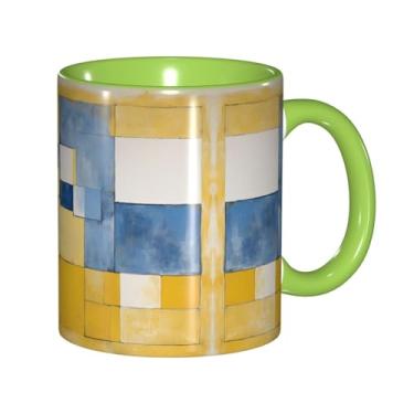 Imagem de Zeraoke Impressão de pintura abstrata cinza e amarela canecas de café criativas, personalizadas, presente para família, tamanho de 325 ml, unissex