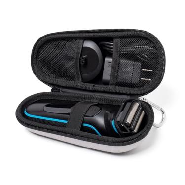 Imagem de Nincha Estojo de barbear elétrico para barbeadores Braun séries 3, 5, 7, 9, estojo de viagem de EVA rígido com armazenamento de carregador, estojo de transporte protetor de barbeador com mosquetão