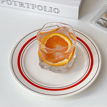 Imagem de MOOCO MORNING Ins copo de vidro irregular para gelo, café, vinho, cerveja, suco, leite, água, transparente, vidro luxuoso, reutilizável, bolha, chá, chávena de chá, bebida, presente