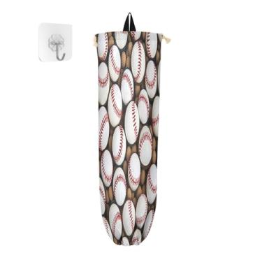 Imagem de Wassud Bolas de beisebol lisas 2 unidades de suporte de saco de plástico, suporte de parede para sacola de mercearia, armazenamento de cozinha para decoração de despensa de cozinha em casa